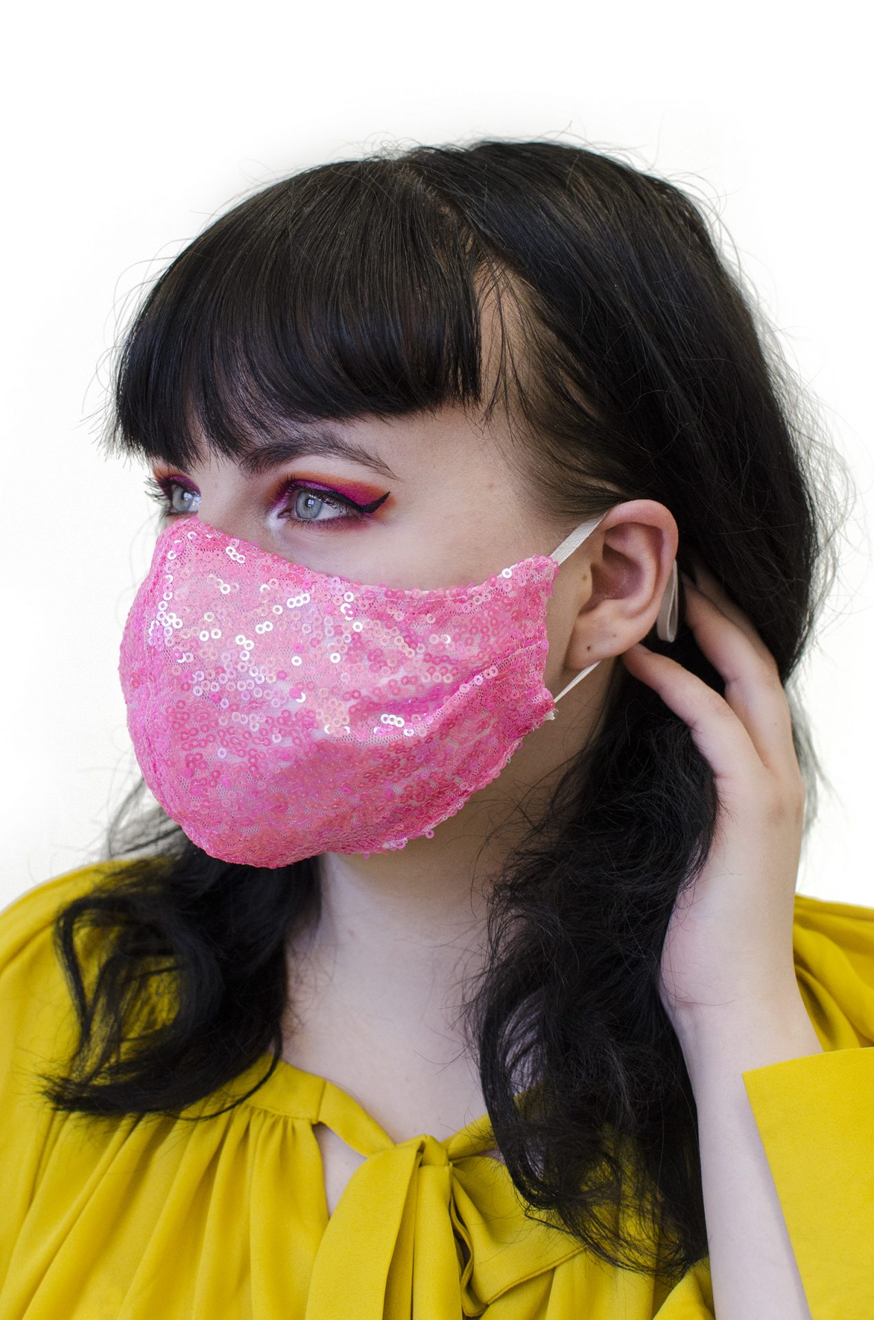 SPARKLE Sequin Mask Candy Pink UV L, XL Retrofuturistic Fashion