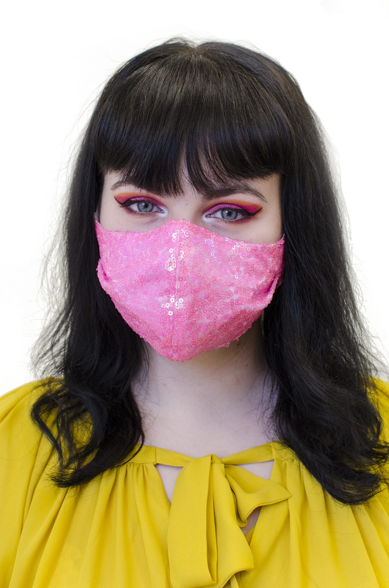 SPARKLE Sequin Mask Candy Pink UV L, XL Retrofuturistic Fashion